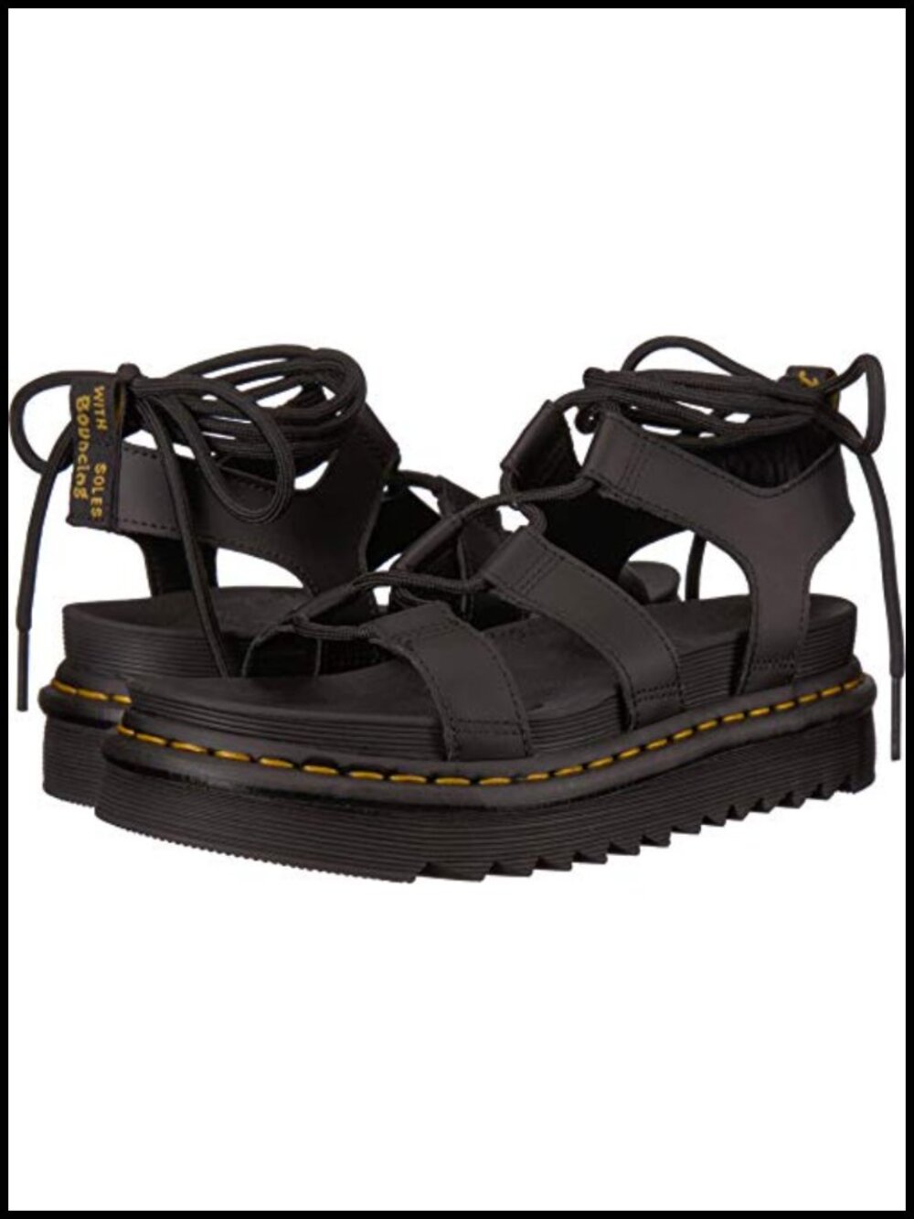 Gladiator Sandals Leather Ankle Wrap Platform